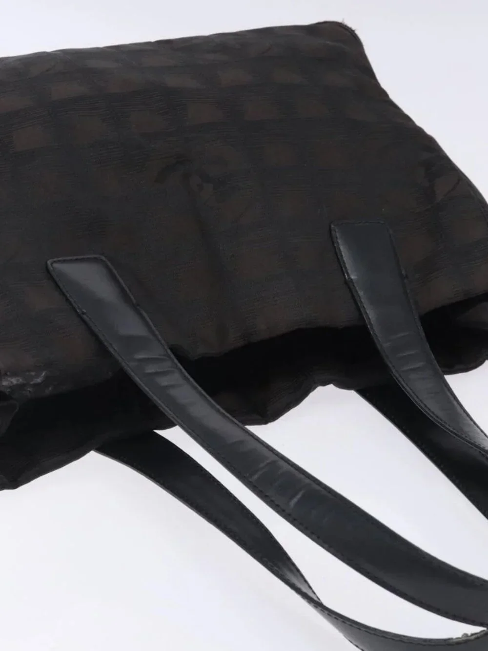 CHANEL New Travel Line Tote Bag Nylon Dark Brown Black CC Auth BA4258